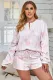Pink Tie Dye Long Sleeve Top& Shorts Plus Size Loungewear