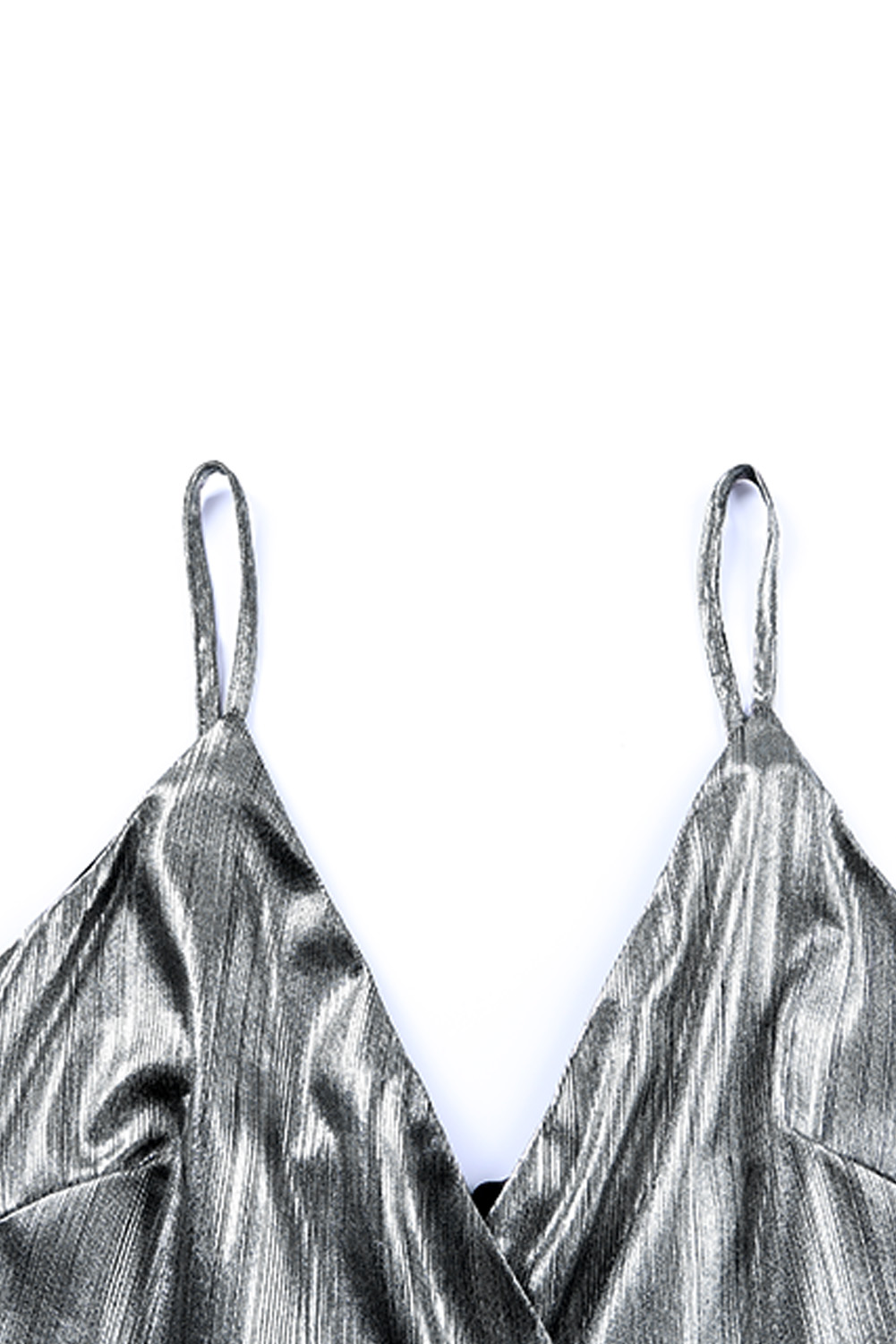 US$ 10.93 Drop-shipping Gray Spaghetti Strap V Neck Metallic Prom Mini ...