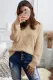 Khaki Hollow-out Round Neck Knitted Sweater