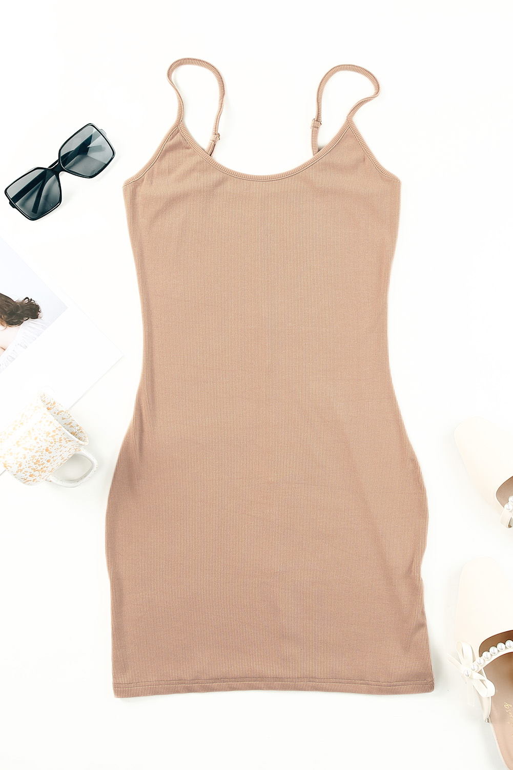 Khanomak Women's Adjustable Spaghetti Strap Bodycon Mini Dress – Sexy Scoop Neck & Backless Summer Dress - View #12