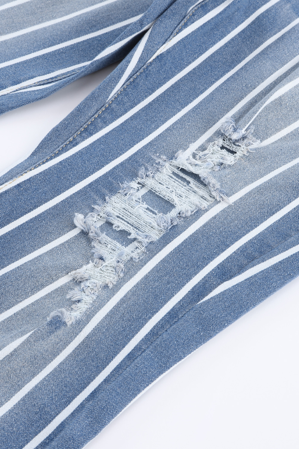 Pre-Order Sky Blue Distressed Ripped Flare Jeans
