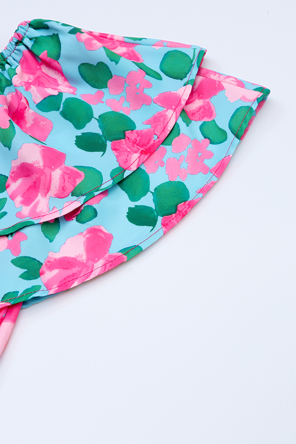 Multicolour Tiered Ruffled Sleeve Floral Blouse
