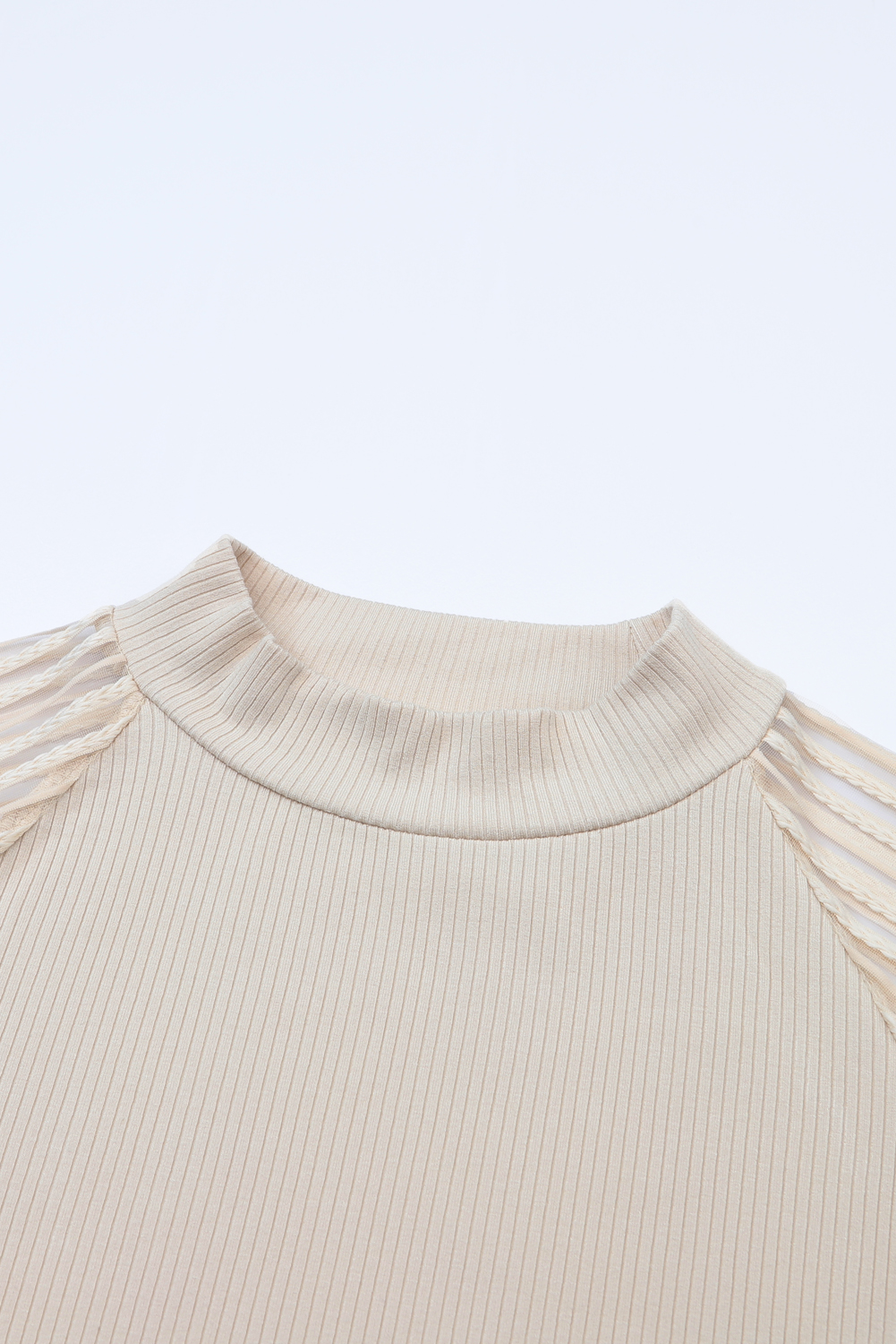 Apricot Ribbed Neck Side Tie Shell Top in Stone