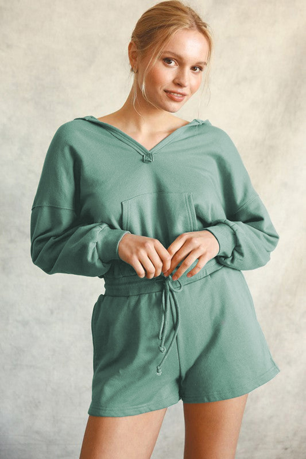 hooded terry romper main image 0