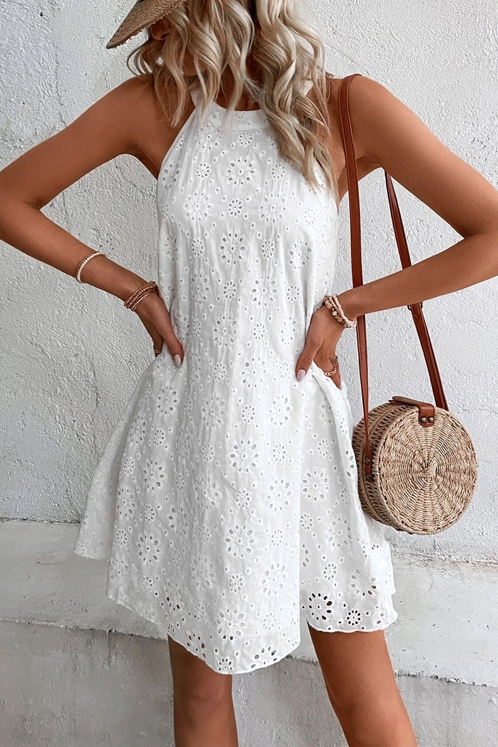 Ranee's white boho eyelet dress main image 1