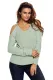 Light Green Cold Shoulder Knit Long Sleeves Sweater