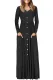 Black Button Front Pocket Style Casual Long Dress