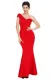 Red Sexy One Shoulder Ponti Gown