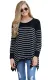 Black Striped Knit Pullover Sweater Top