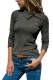 Charcoal Ribbed Knit Turn Down Collar Top