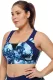 Blue Abstract Painting U-shaped Neck Plus Size Sport Bra