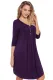 Purple Quarter Sleeve Casual Tunic Dress