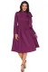 Purple Bowknot Embellished Mock Neck Pocket Dress