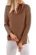 Khaki Cowl Neck Side Split Sweater