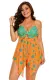 Orange Blue Cute Polka Dot Print 2pcs Tankini Swimsuit