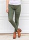 Green Distressed Front Stretch Denim Pants