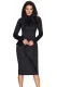 Black Asymmetric Peplum Style Pussy Bow Dress