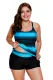 Bluish Strappy Hollow-out Back Plus Size Tankini