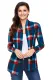 Green Suede Elbow Patch Long Sleeve Plaid Cardigan