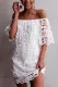 White Lace Detail Off The Shoulder Half Sleeve Dress