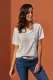 White Short Sleeve Button Detail Loose Fitting Chiffon Blouse