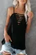 Black Sweet Cross Lace V Neck Cami Top