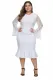 White Lace Bodice Bell Sleeve Ruffled Hem Plus Size Dress