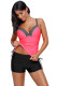 Red Ruched Ties Side Push Up Tankini Top