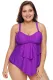 Purple Pleated Detail Plus Size Two Piece Swimsuit