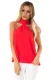 Red Sleeveless Halter Top with Keyhole Back