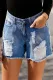 Sky Blue Clubhouse High Rise Distressed Denim Shorts