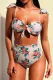 Vintage Floral Versatile Bandeau Bikini High Waist Swimsuit