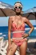 Red Mesh Patchwork One-piece Swimsuit