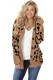 Brown Long Sleeve Button-up Hooded Leopard Print Cardigan