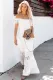White Summer Smocked Lace Maxi Dress