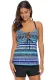 Crisscross and Strappy Detail Printed Tankini Top
