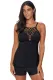 Black Netted Hollow-out Tankini Top