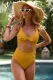 Yellow Cut out One-piece Swimsuit