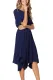 Blue Chiffon Irregular Hem Short Sleeve Pleated Dress