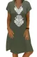 Green Summer Tribal Print V-Neck Shift Casual Dress