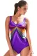 Purple 3D Pattern Sport Maillot Swimsuit
