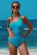 Sky Blue One Shoulder Cut Out Maillot