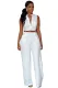 White Notched Neck Buttoned Jumpsuit with Belt