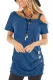Blue Sling Short Sleeve Casual Buttoned Top