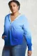 Blue Plus Size Ombre Terry Hoodie