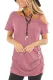 Pink Sling Short Sleeve Casual Buttoned Top