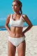 White Scoop Neck Crop Top Mid Rise Bottom Two-piece Swimsuit