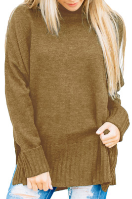 Cocoa Turn-up Sleeve Turtle Neck Sweater