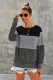Gray Raglan Sleeve Color Block Pullover Sweatshirt