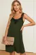 Green V Neck Lace Shoulder Sleeveless Mini Dress